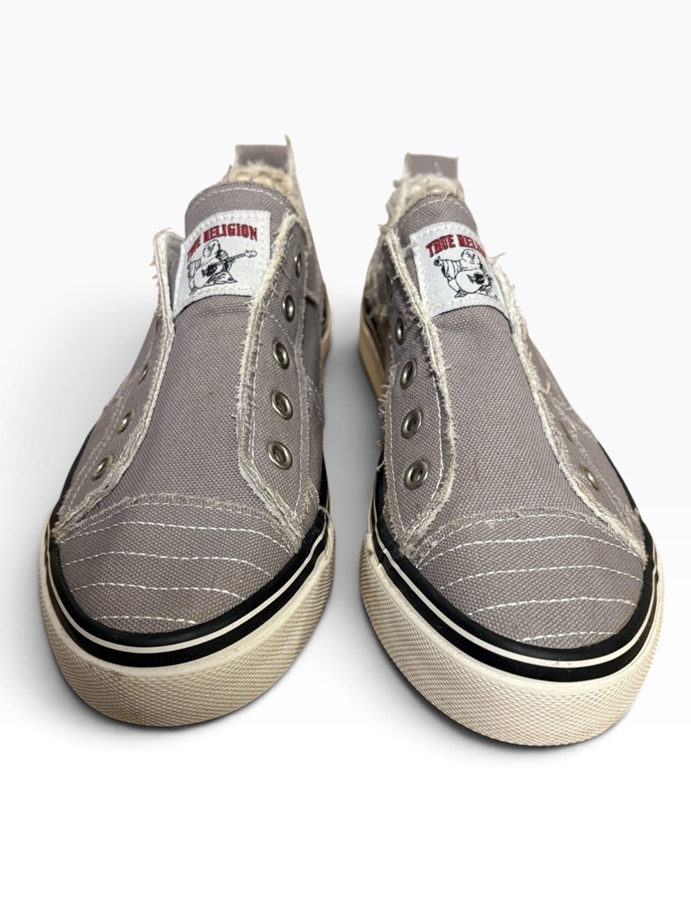 True Religion Gray Canvas Laceless Slip On Sneakers Men’s 9